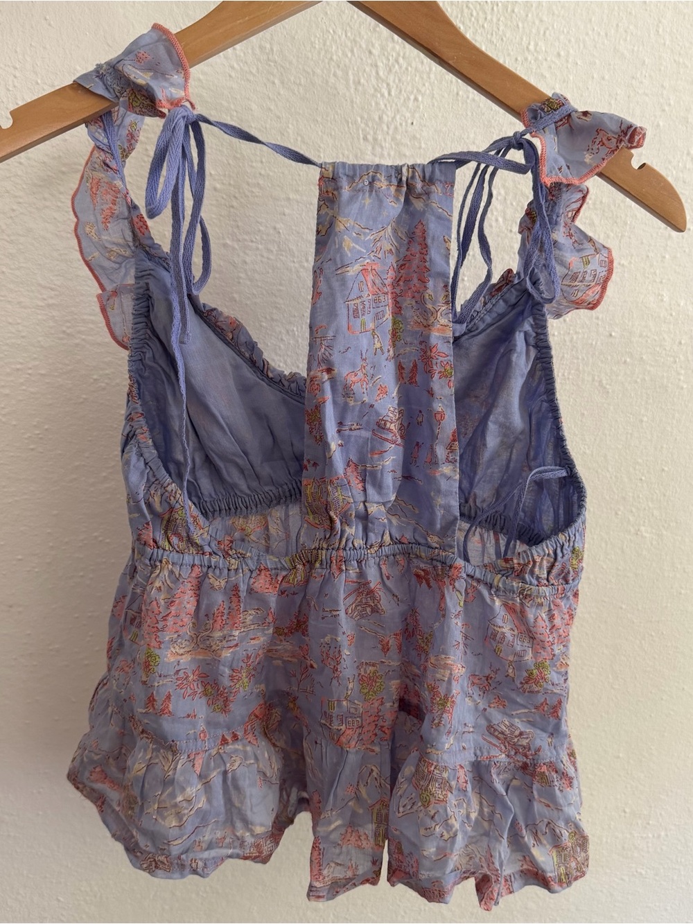 Free People Intimately Tangled Lights Pajama Set XS Blue Floral Ruffle Boho. - Picture 8 of 9